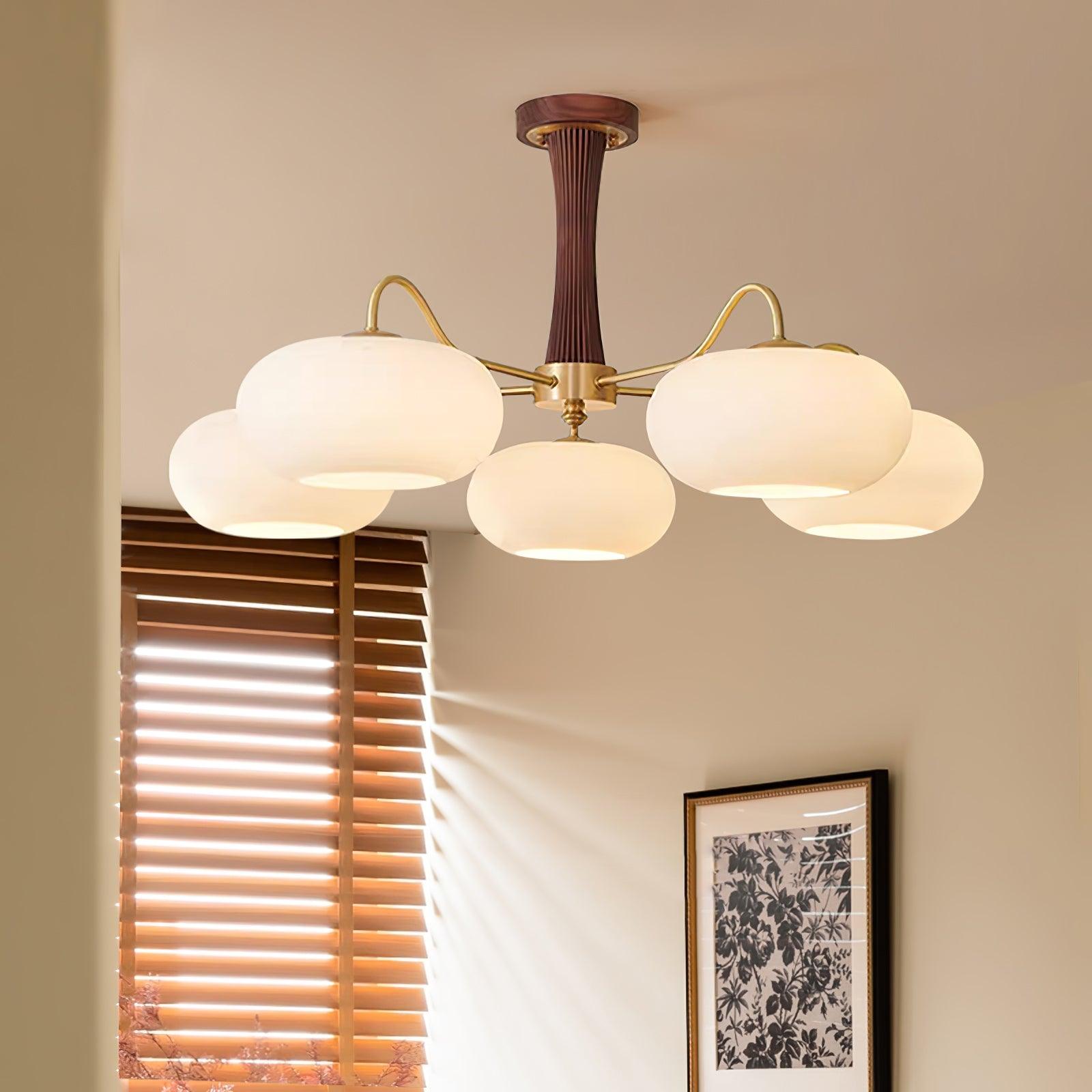 Candy Brass Wooden Glass Persimmon Chandelier | ventumra