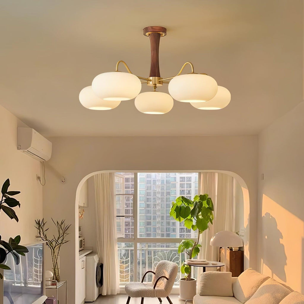 Candy Brass Wooden Glass Persimmon Chandelier | ventumra