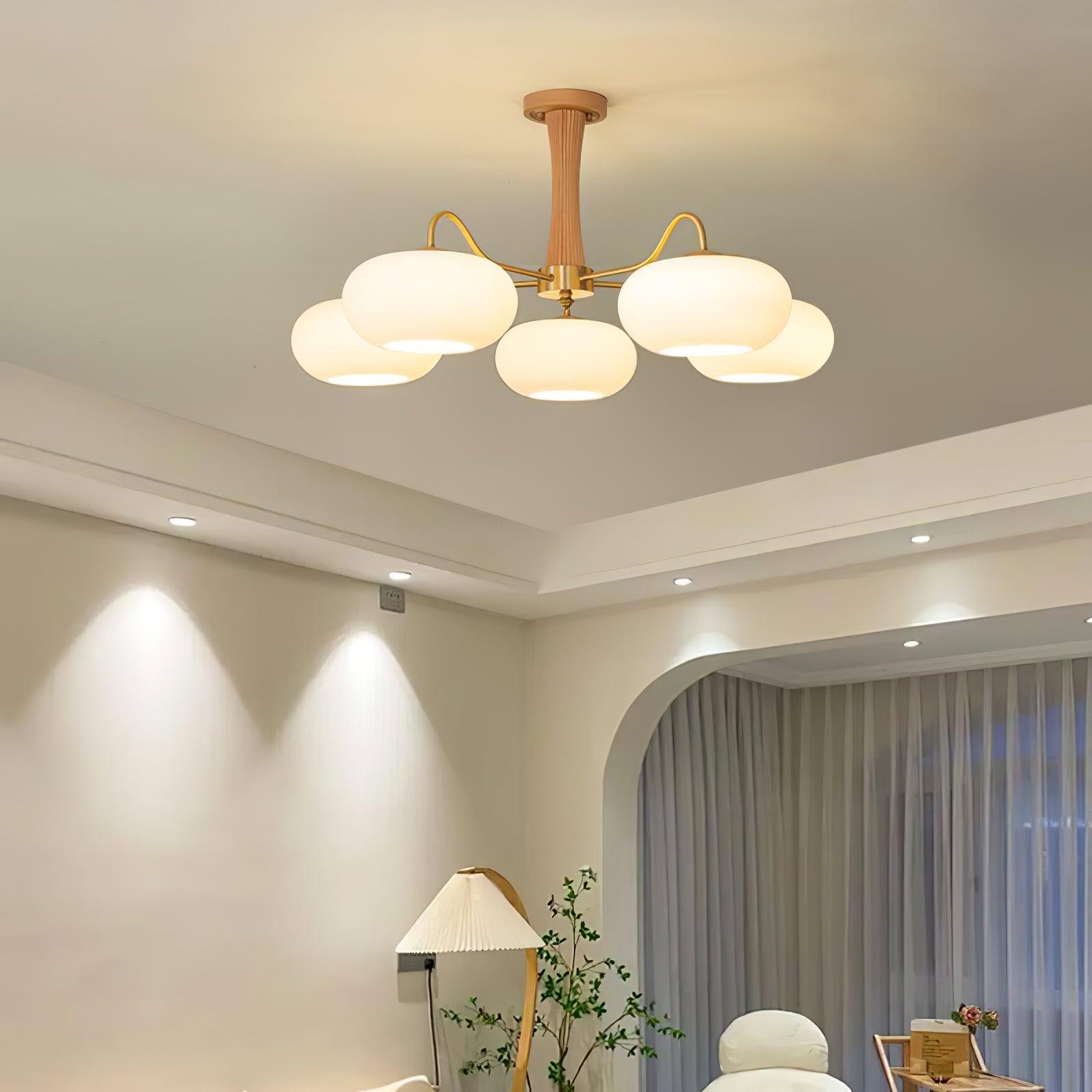 Candy Brass Wooden Glass Persimmon Chandelier | ventumra