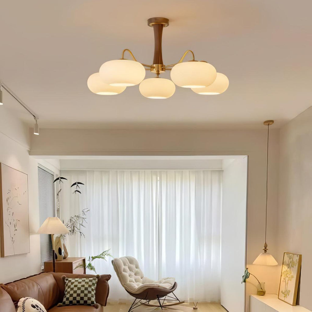 Candy Brass Wooden Glass Persimmon Chandelier | ventumra