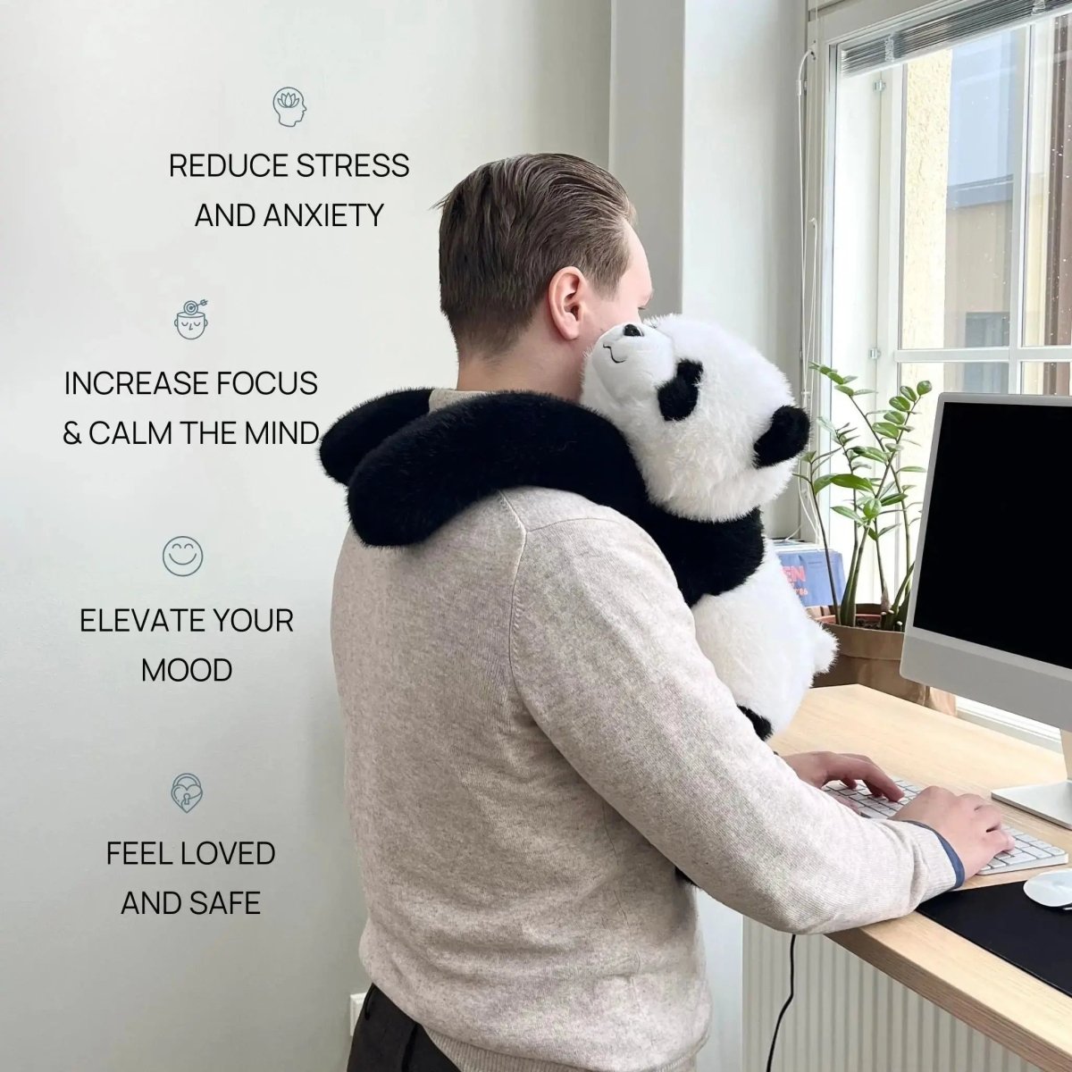 CloudCuddle ölelgethető társ — hosszú végtagú kialakítás, rendkívül puha műszőrme