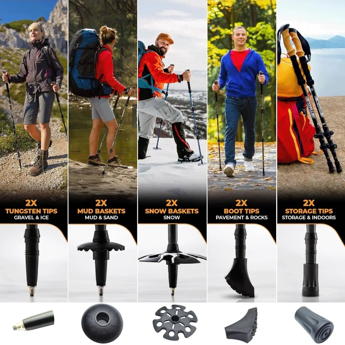 מוטות קרבון מתקפלים TrailFlex — מבנה ליציבות משופרת