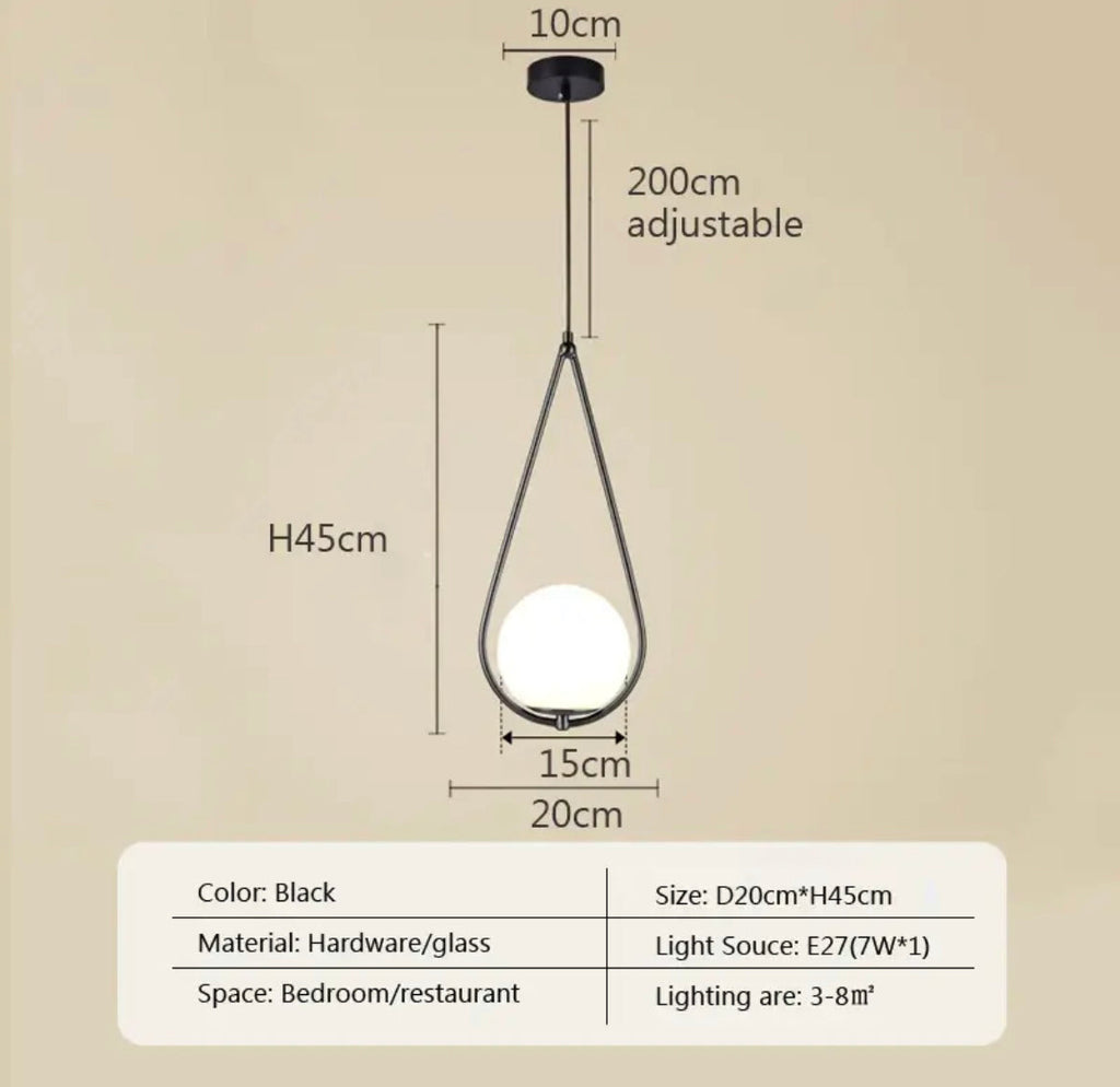 LumoSphere Pendant Light With Opal Glass Sphere Diffuser