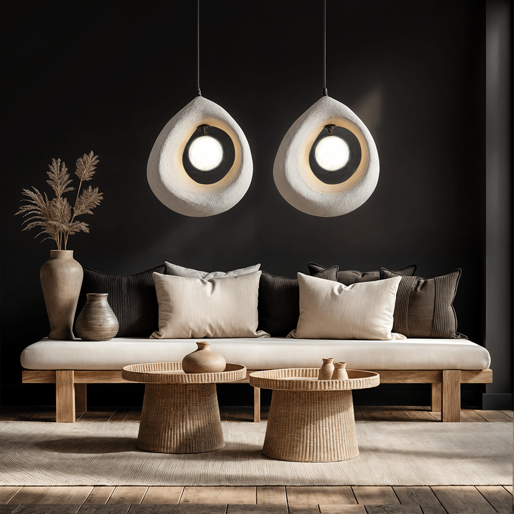 Hikari Resin LED Pendant Light in Japanese Wabi-Sabi Style