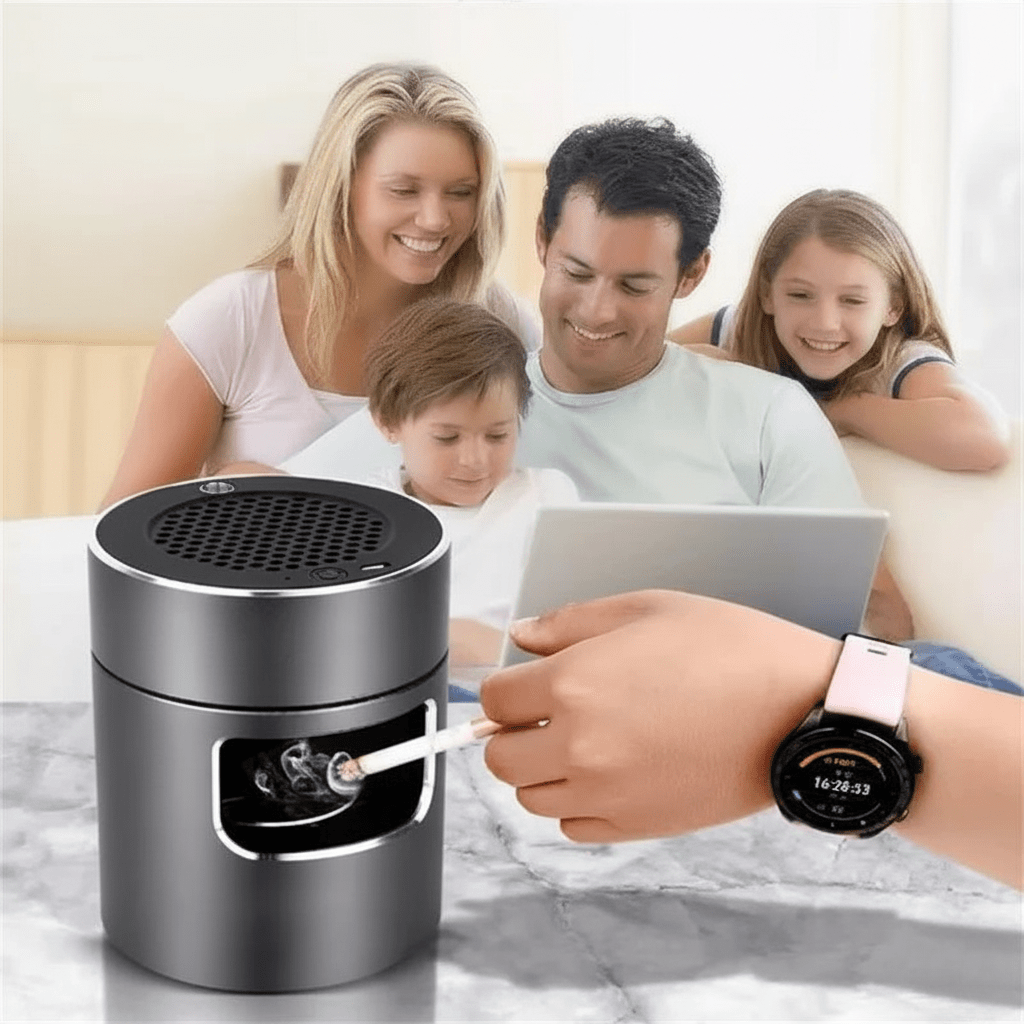 AeroPure Intelligent Ashtray — USB Air Purification System, Sealed Internal Battery