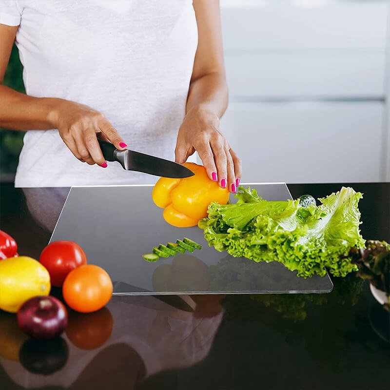 Tábua de corte em acrílico ClearSlice – Superfície resistente a riscos, pega antiderrapante