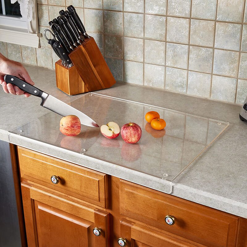Tábua de corte em acrílico ClearSlice – Superfície resistente a riscos, pega antiderrapante