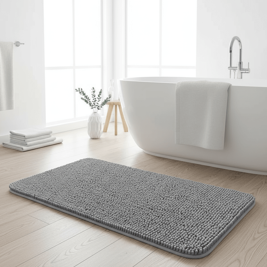 CozyNest Soft Chenille Bath Mat — Thick Non-Slip Cushion Pad