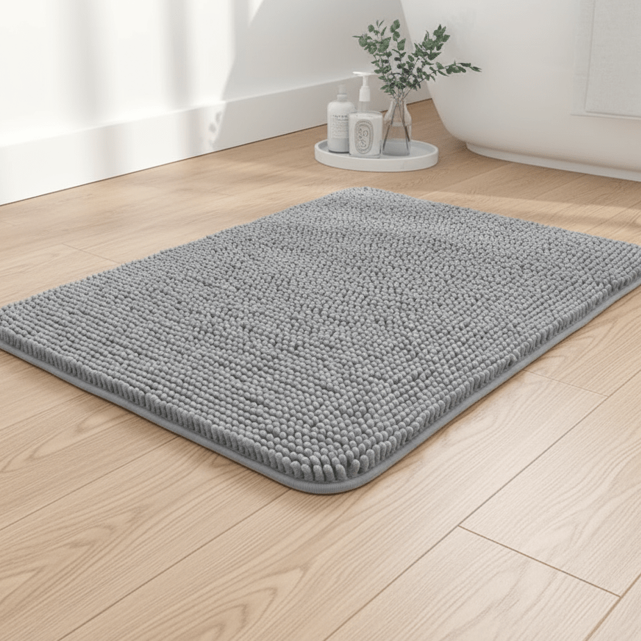 CozyNest Soft Chenille Bath Mat — Thick Non-Slip Cushion Pad