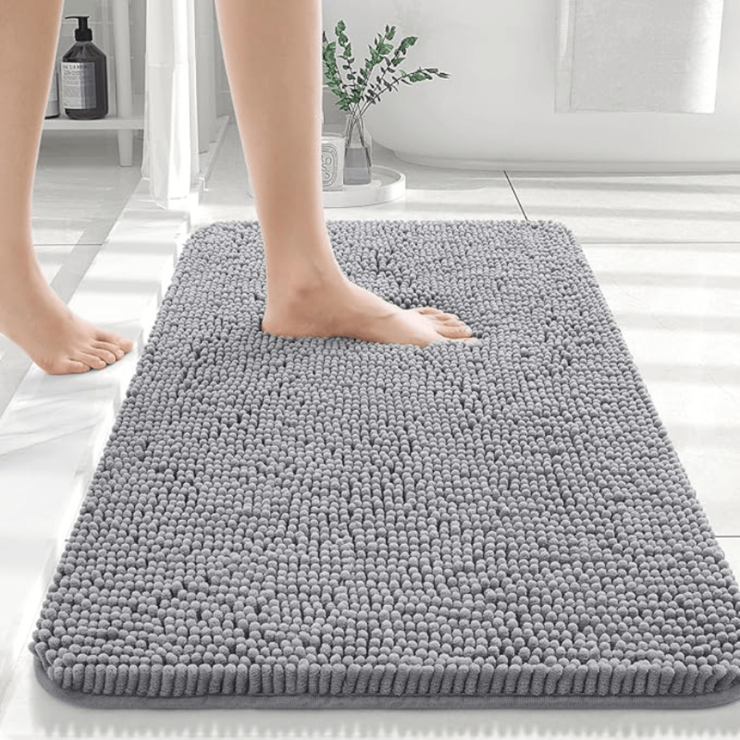 CozyNest Soft Chenille Bath Mat — Thick Non-Slip Cushion Pad