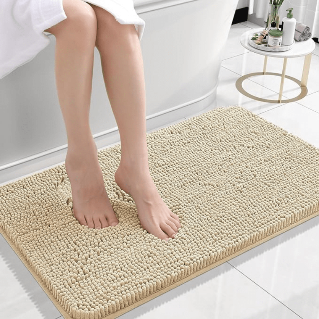 CozyNest Soft Chenille Bath Mat — Thick Non-Slip Cushion Pad