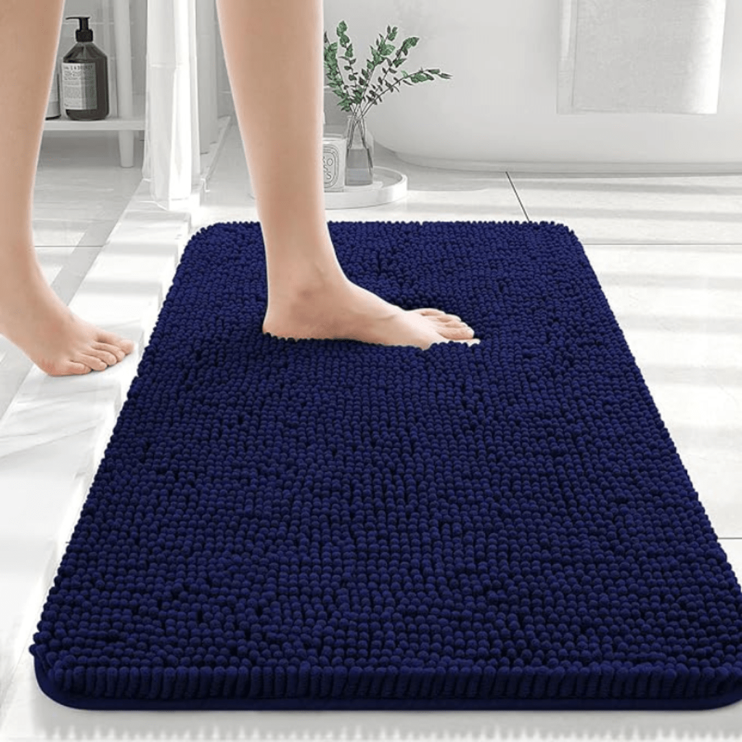 CozyNest Soft Chenille Bath Mat — Thick Non-Slip Cushion Pad