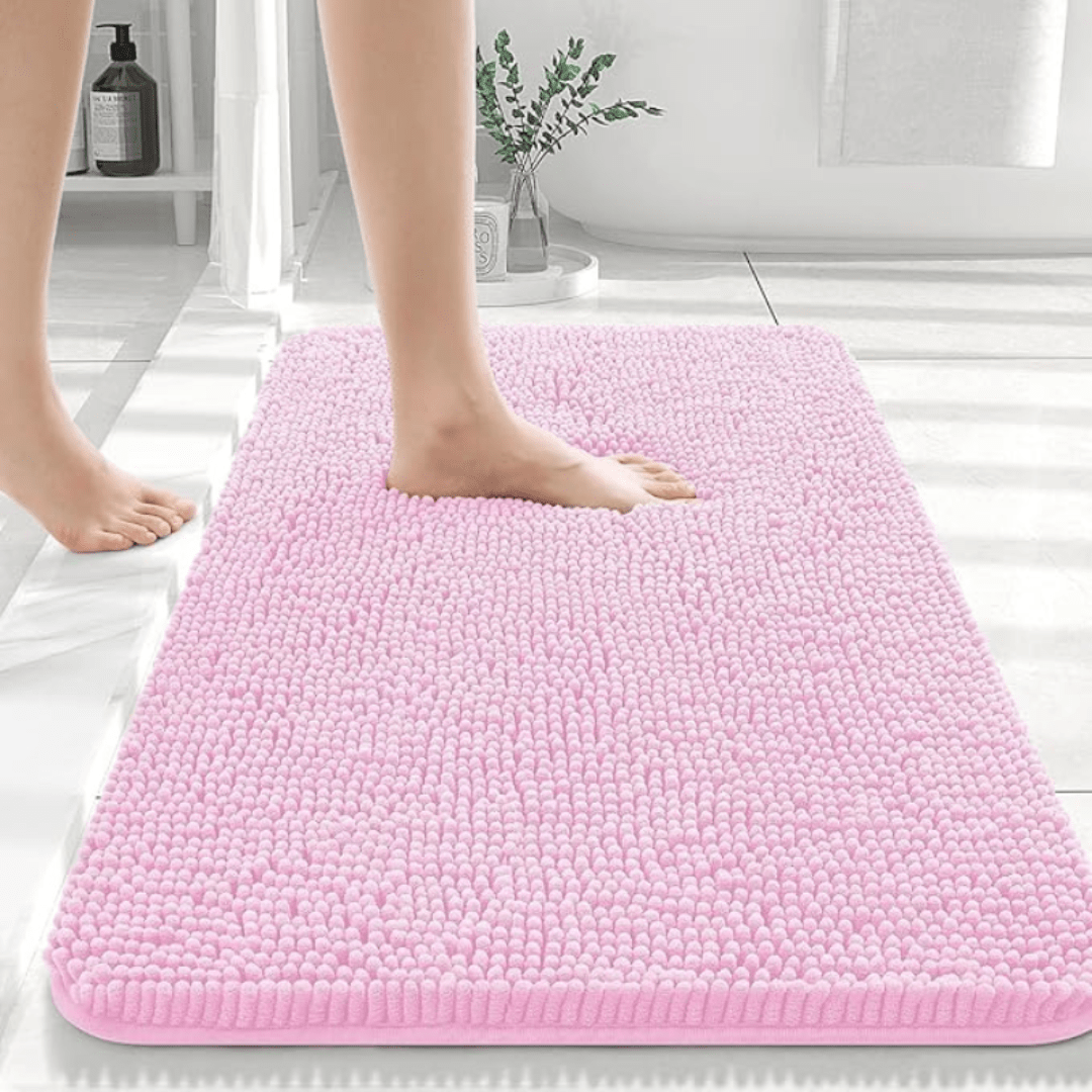 CozyNest Soft Chenille Bath Mat — Thick Non-Slip Cushion Pad