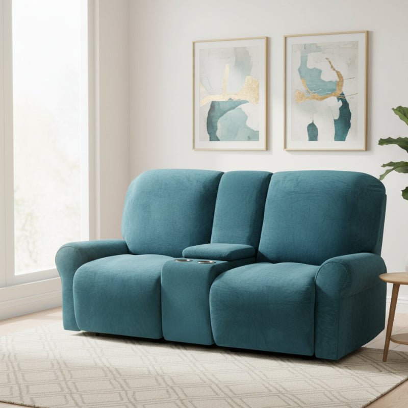 CozyNest Two-Seater Recliner Cover — Thick And Durable, Built-In Cup Holders