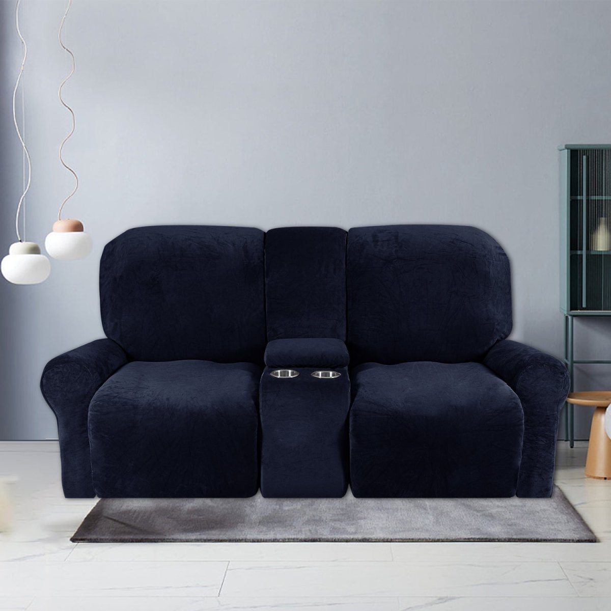 CozyNest Two-Seater Recliner Cover — Thick And Durable, Built-In Cup Holders