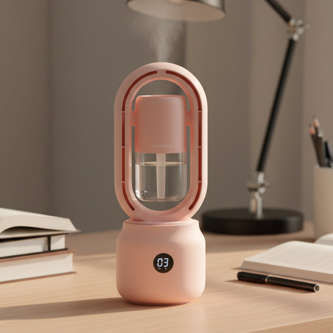 BreezeMist Bladeless Portable Fan & Humidifier — Integrated Night Light Unit