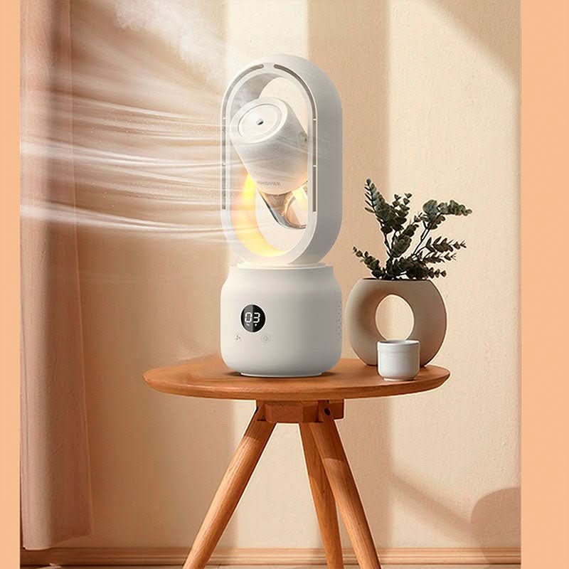 BreezeMist Bladeless Portable Fan & Humidifier — Integrated Night Light Unit