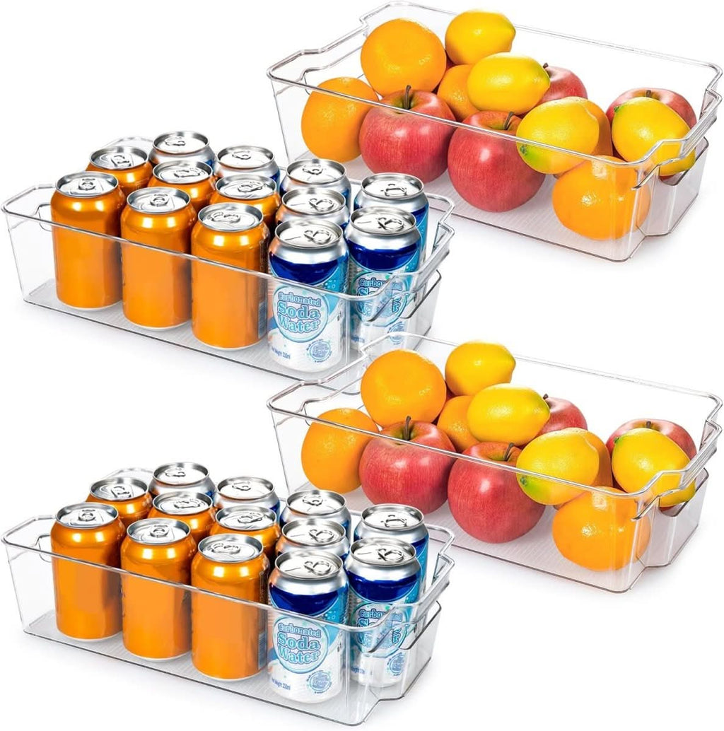 Contenedores transparentes para frigorífico de 4 piezas — Organizadores transparentes para la despensa de la cocina
