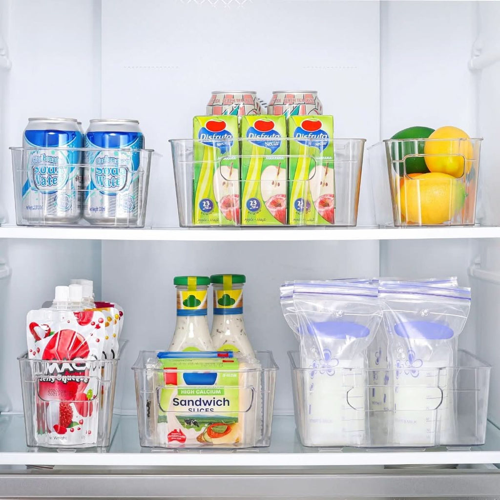 Contenedores transparentes para frigorífico de 4 piezas — Organizadores transparentes para la despensa de la cocina