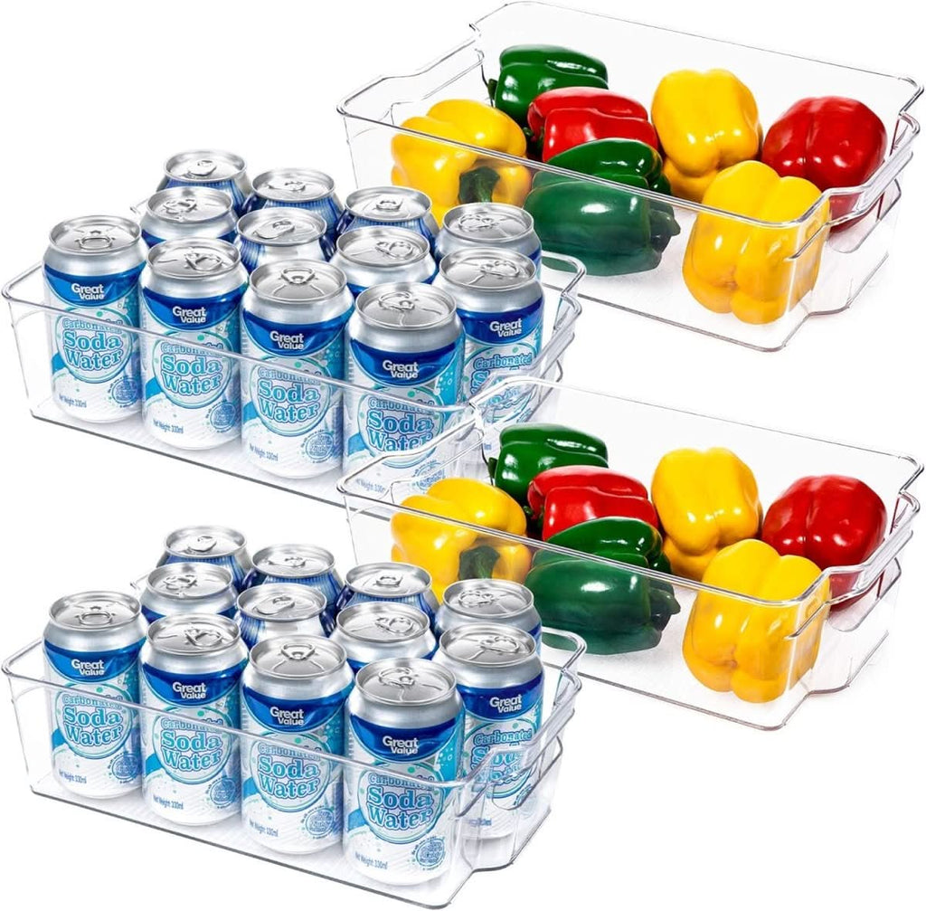 Contenedores transparentes para frigorífico de 4 piezas — Organizadores transparentes para la despensa de la cocina