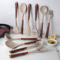 Aurelia Kitchen Silicone Utensil Set — Wood-Look Handles, Heat Resistant Tips