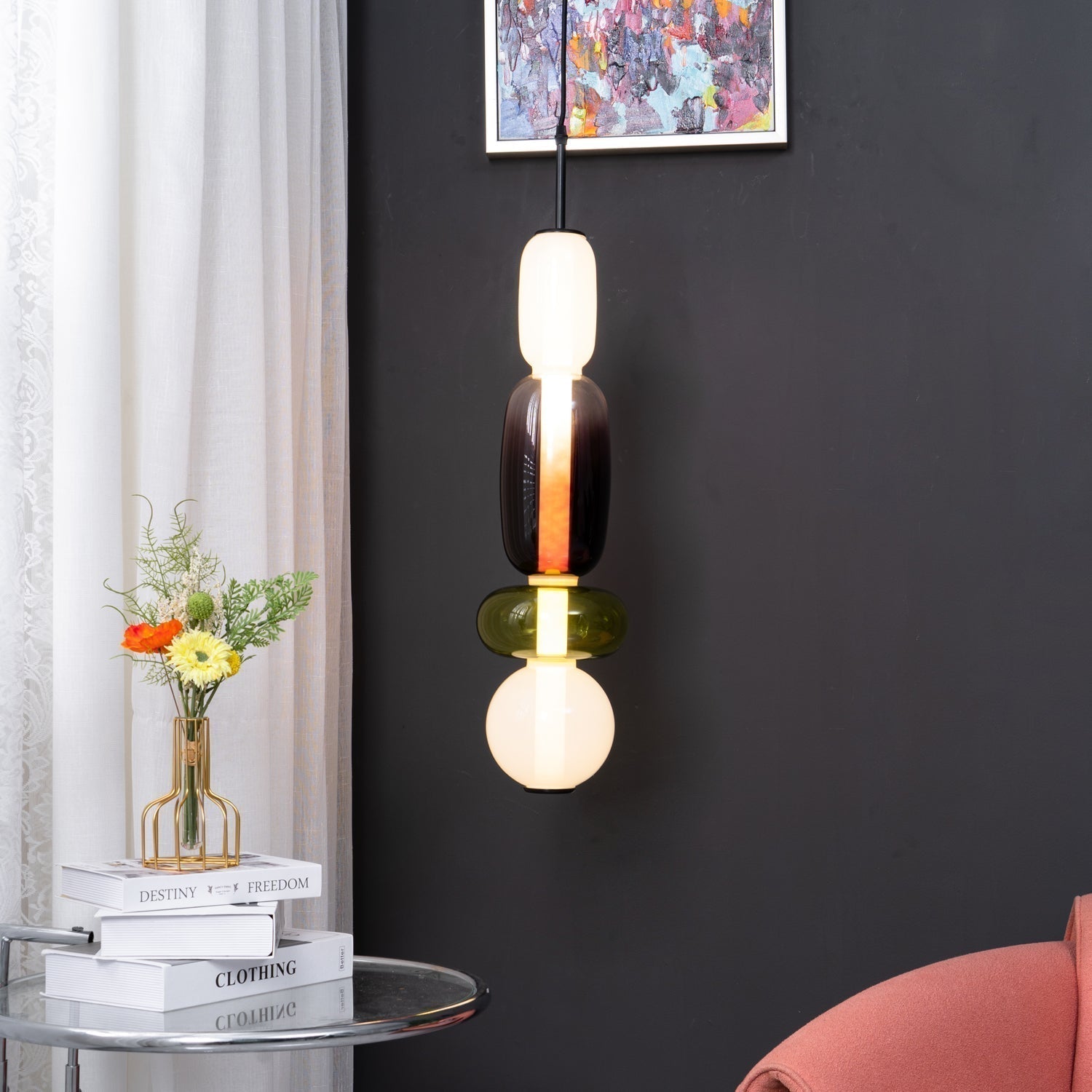Quorra Prism Glass Pendant Light Colorful Modern LED Fixture