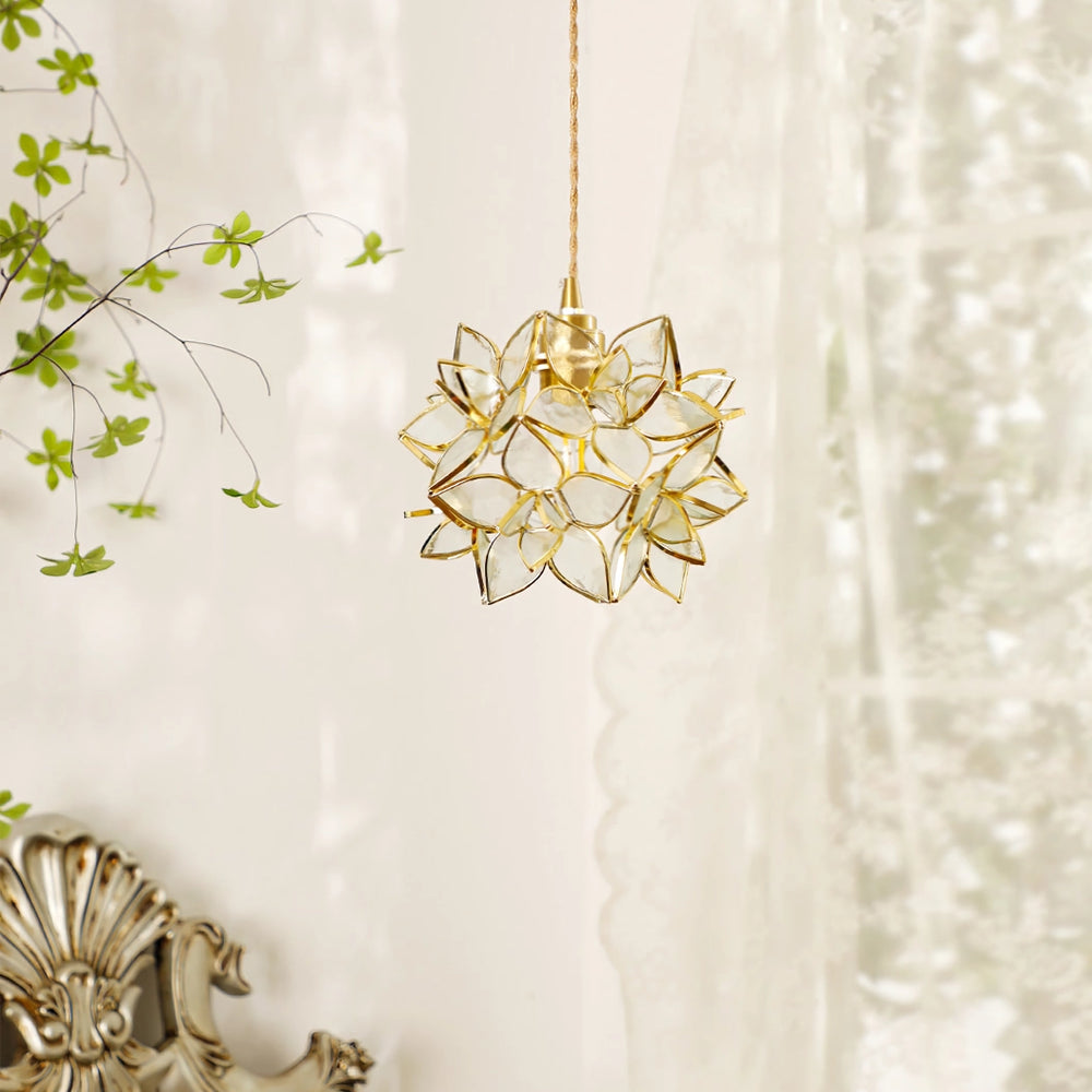 CapizLuxe Pendant Light Handcrafted Ceiling Lamp With Elegant Glow