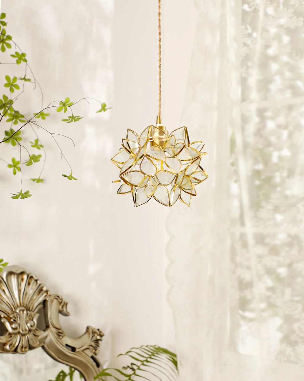 CapizLuxe Pendant Light Handcrafted Ceiling Lamp With Elegant Glow