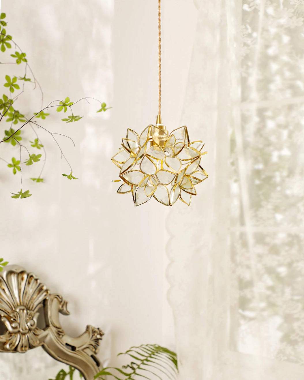 CapizLuxe Pendant Light Handcrafted Ceiling Lamp With Elegant Glow