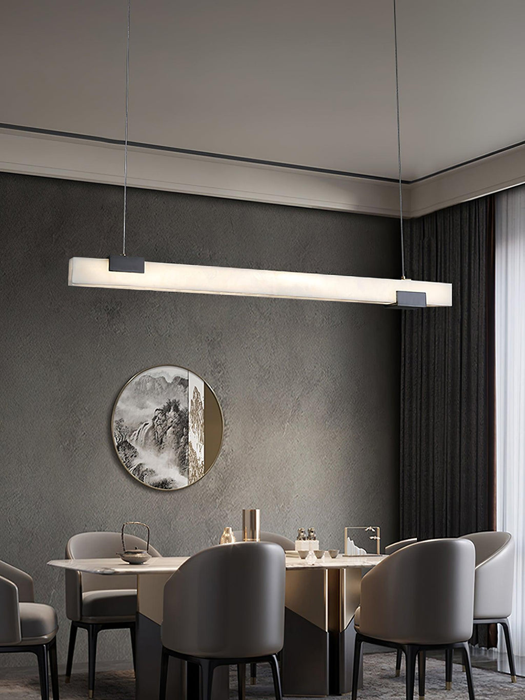 Kaelen Minimalist Alabaster Linear Pendant Light | ventumra