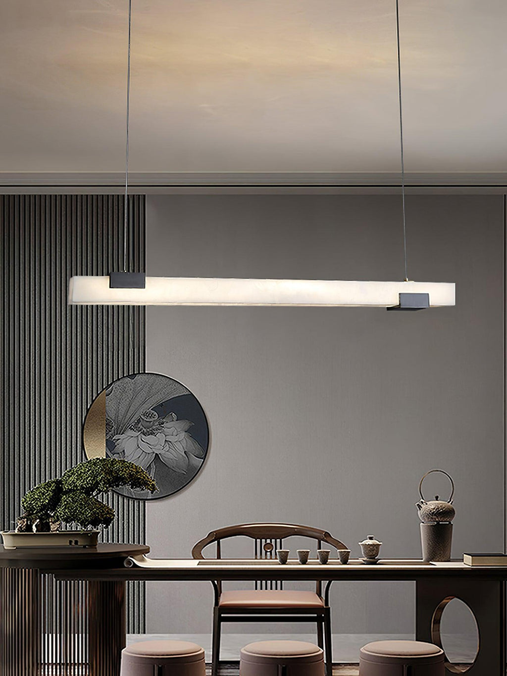 Kaelen Minimalist Alabaster Linear Pendant Light | ventumra