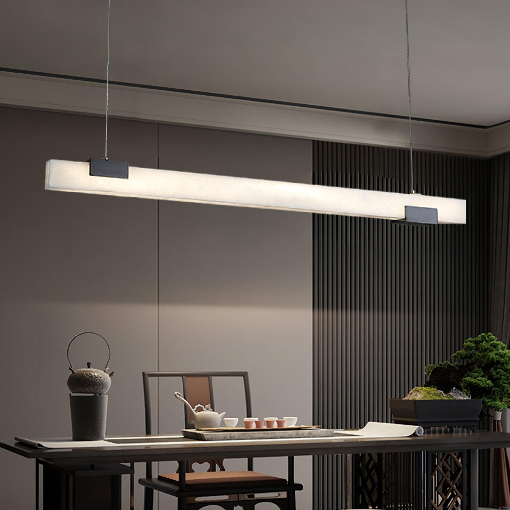 Kaelen Minimalist Alabaster Linear Pendant Light | ventumra