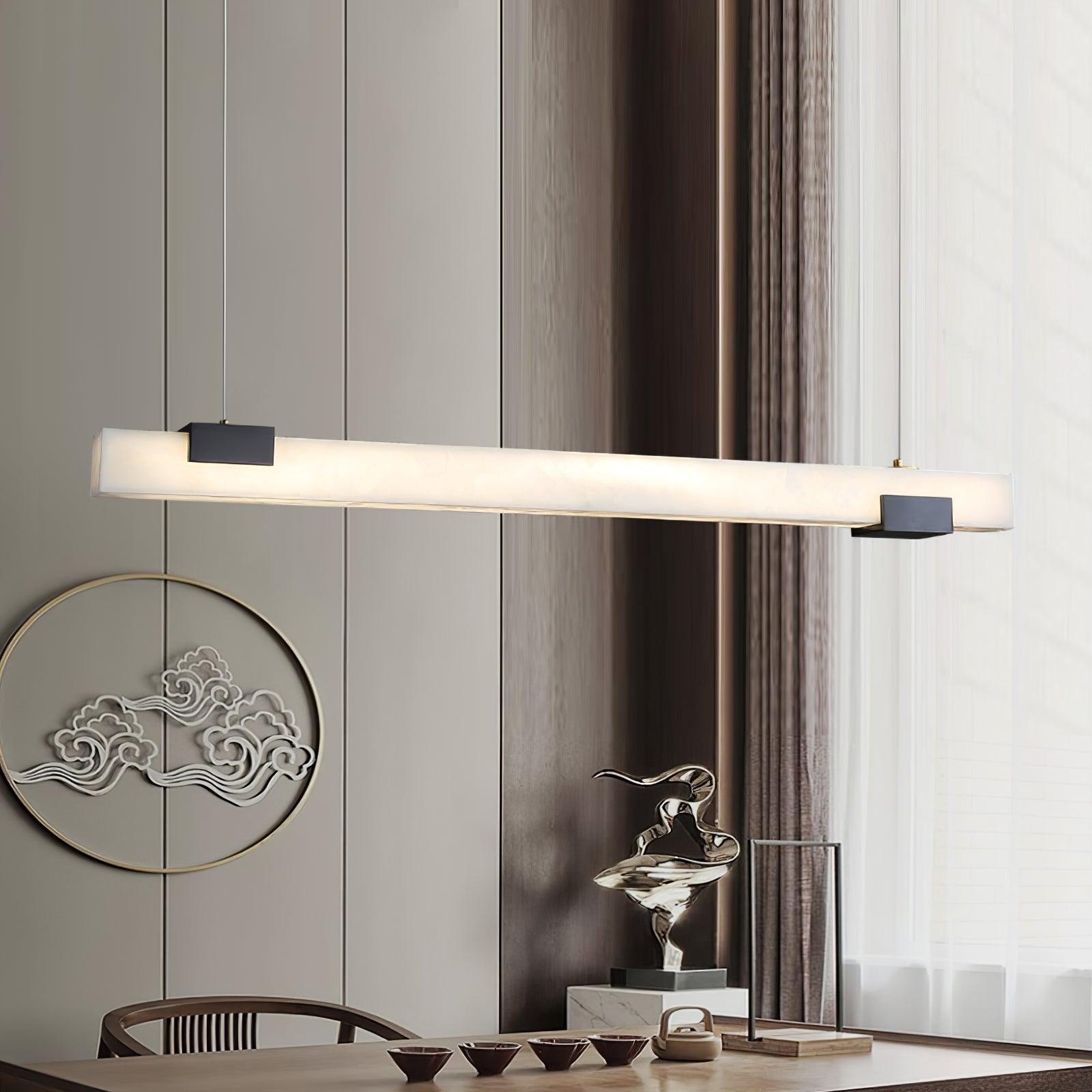 Kaelen Minimalist Alabaster Linear Pendant Light | ventumra