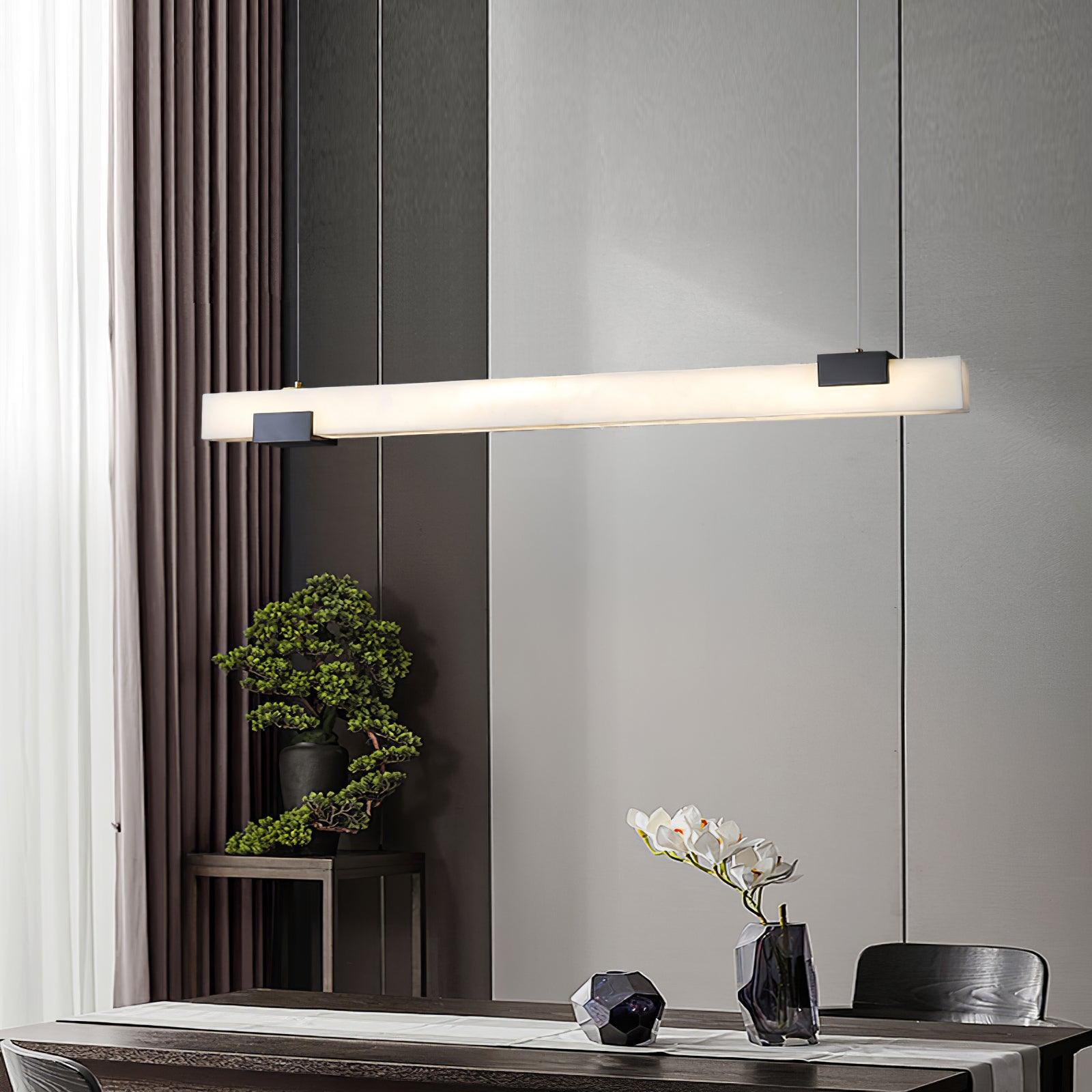 Kaelen Minimalist Alabaster Linear Pendant Light | ventumra