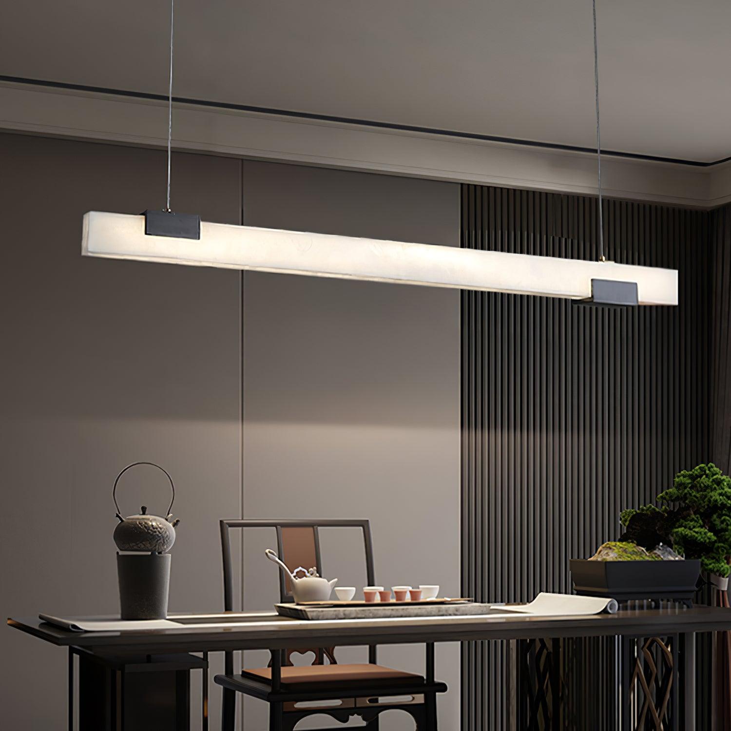 Kaelen Minimalist Alabaster Linear Pendant Light | ventumra