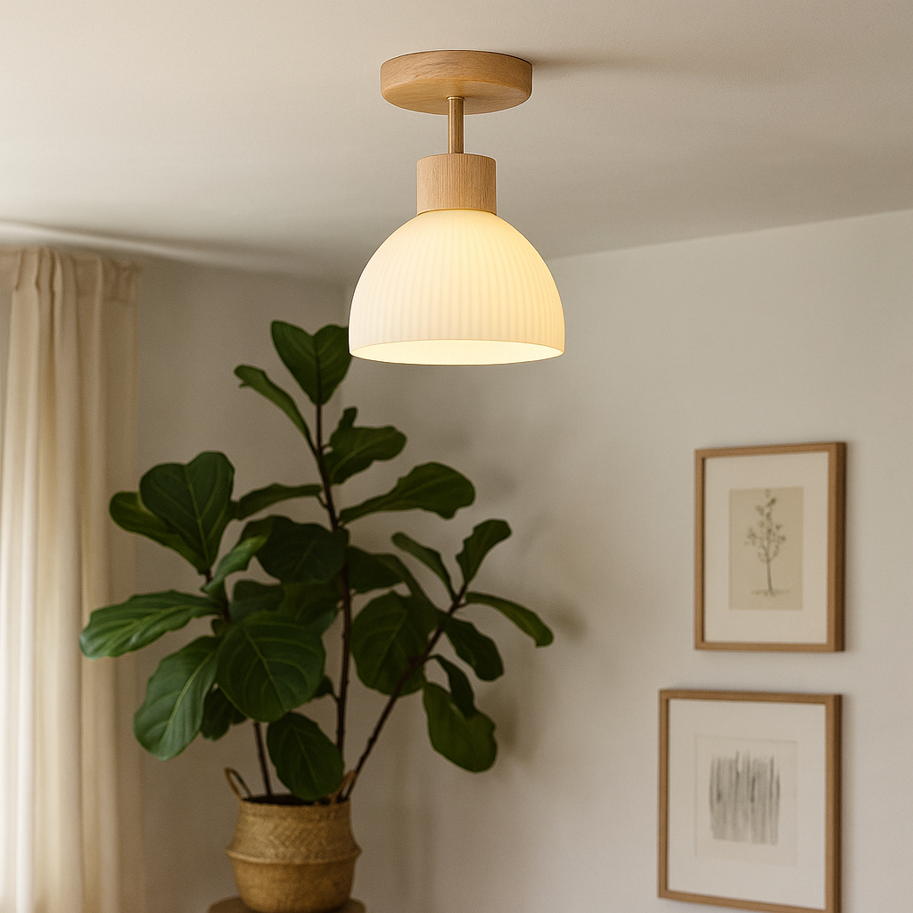 Amber Pleated Glass Pendant Light | Ventumra