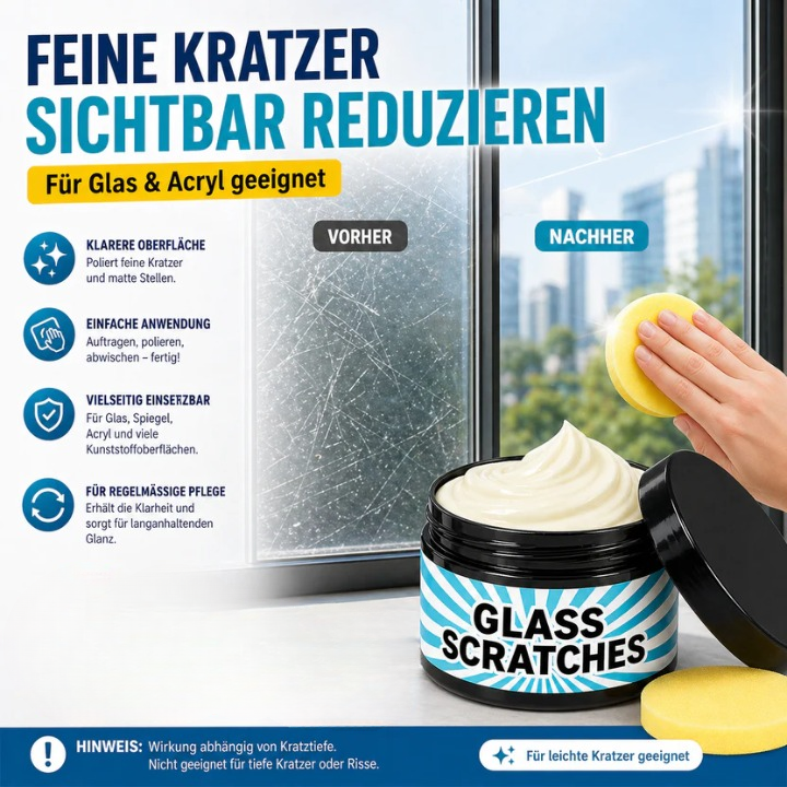 Glass Polishing Paste for Minor Scratch Removal and Shine