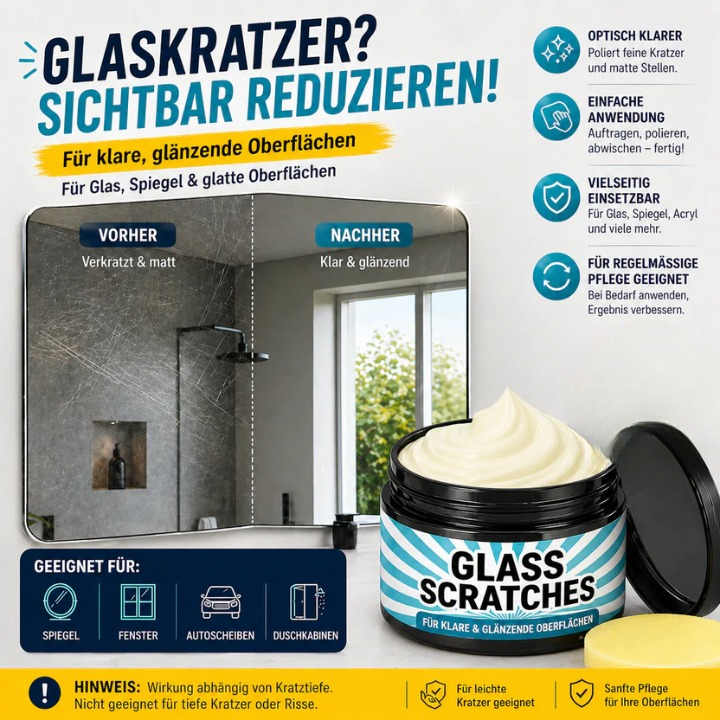 Glass Polishing Paste for Minor Scratch Removal and Shine