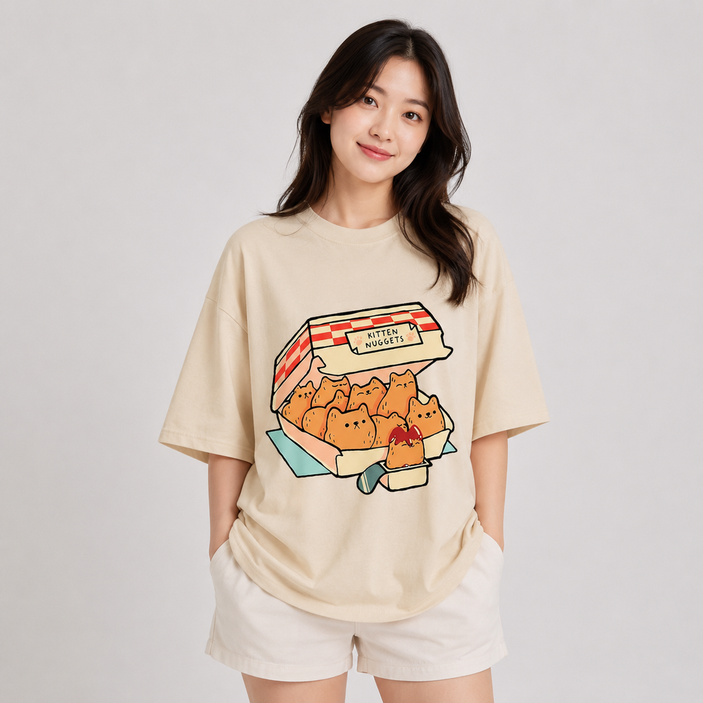 kawaiies-softtoys-plushies-kawaii-plush-Kawaii Kitten Nuggets Unisex Tee Apparel Blue XS 