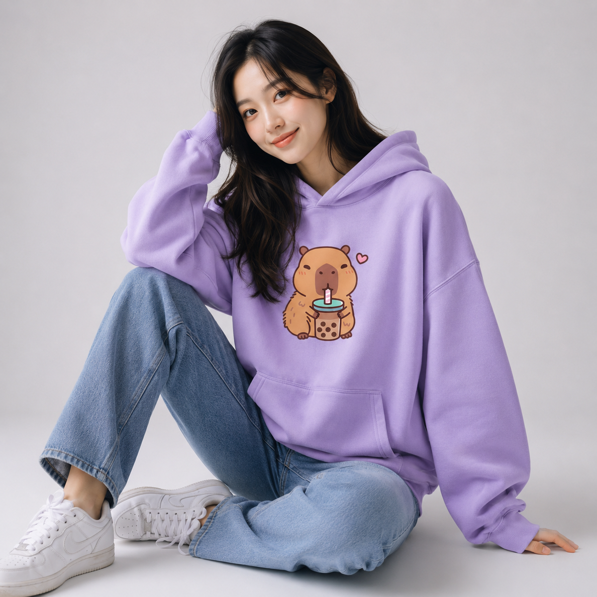 Capybara Drinking Bubble Tea Unisex Hoodie | ventumra