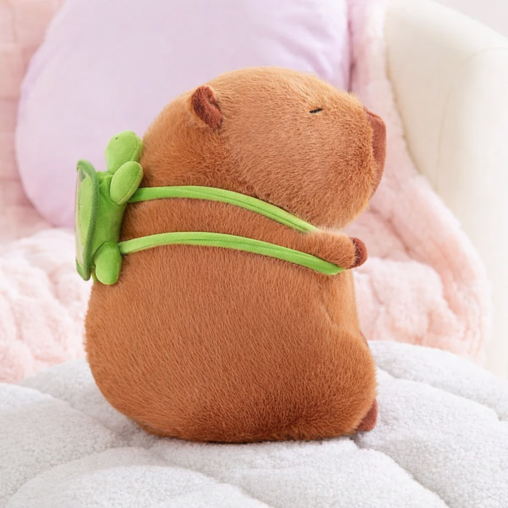 Peluche adorabili di capibara con guscio da tartaruga e zaino | ventumra