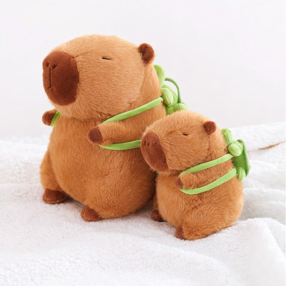 Peluche adorabili di capibara con guscio da tartaruga e zaino | ventumra
