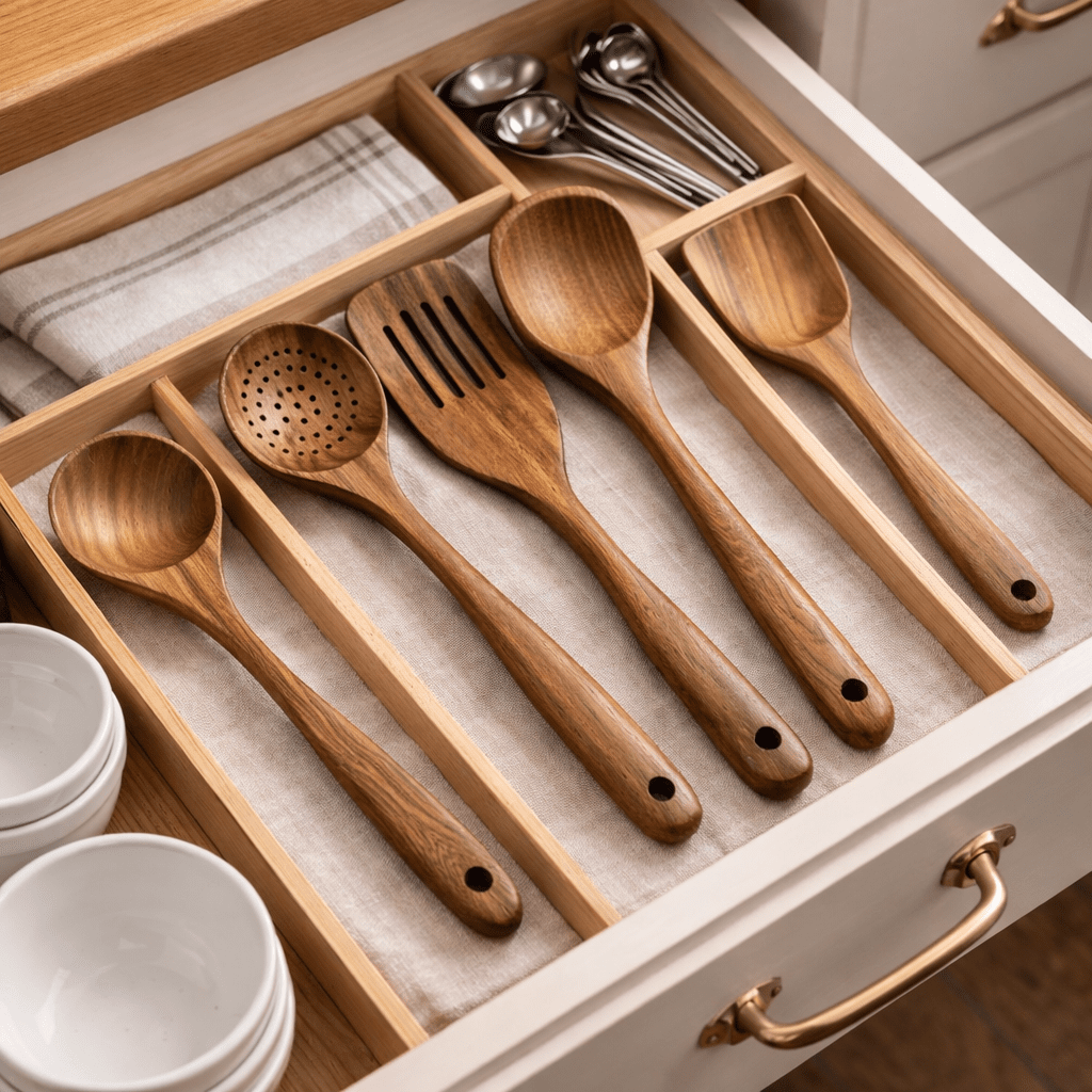 ArborOak Kitchen Utensil Set — Comfort Grip, Smooth Polished Finish