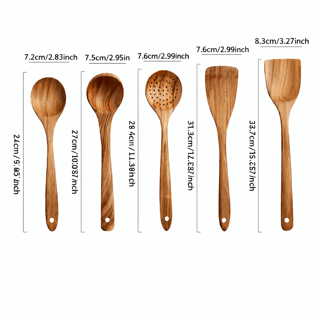 ArborOak Kitchen Utensil Set — Comfort Grip, Smooth Polished Finish