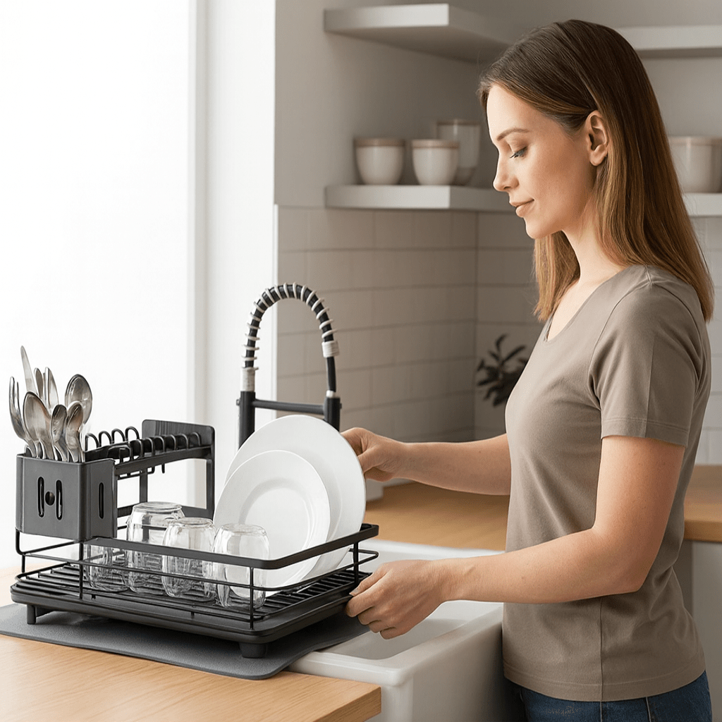 Escurreplatos plegable de acero inoxidable resistente al óxido CulinaCraft