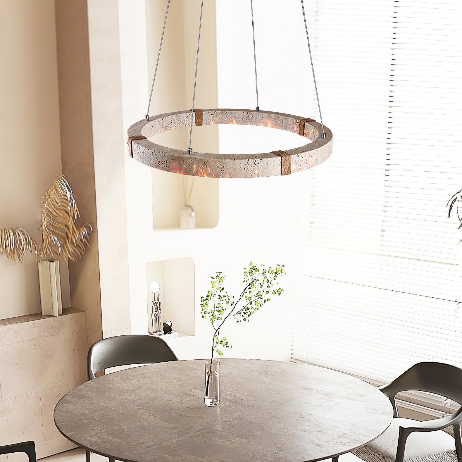 Lumae Ring Travertine Pendant Light | ventumra