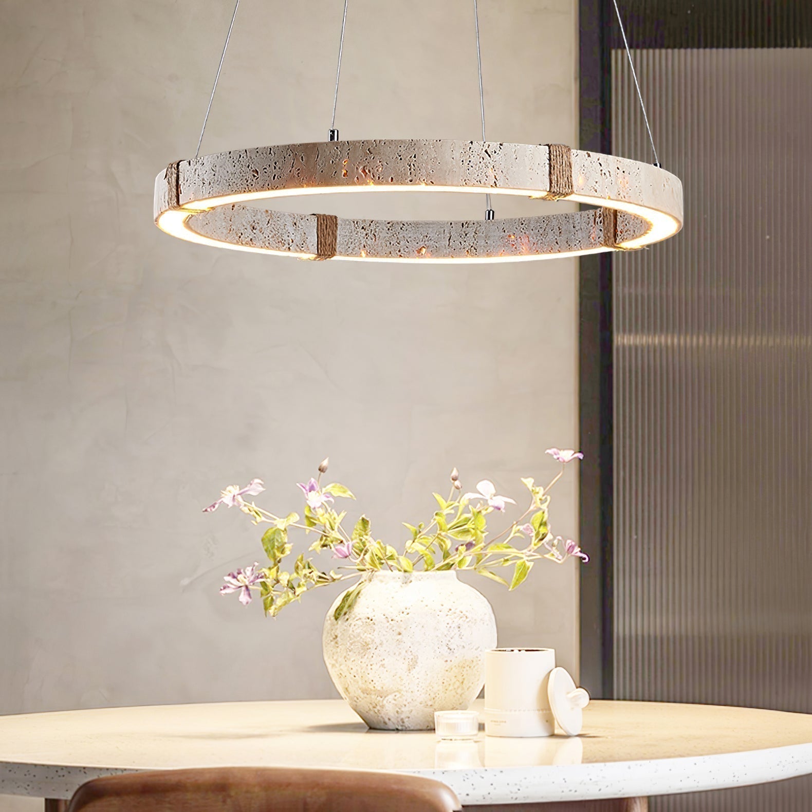 Lumae Ring Travertine Pendant Light | ventumra