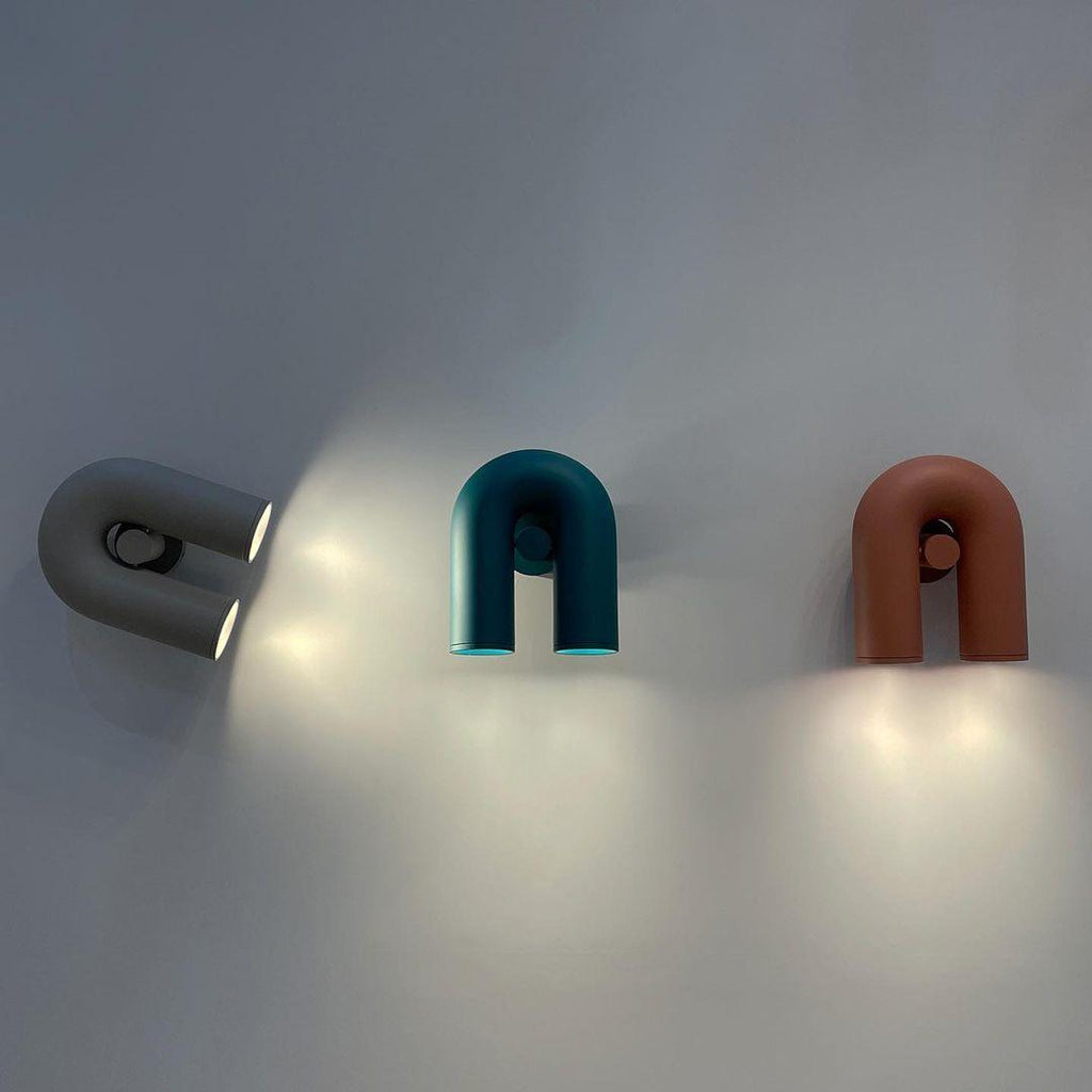 Arisha Wall Lamp U-shaped Design LED Metal, Black/Blue/Gray/Red, Bedroom | ventumra