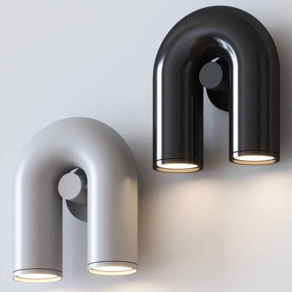 Arisha Wall Lamp U-shaped Design LED Metal, Black/Blue/Gray/Red, Bedroom | ventumra