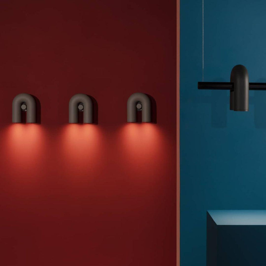 Arisha Wall Lamp U-shaped Design LED Metal, Black/Blue/Gray/Red, Bedroom | ventumra